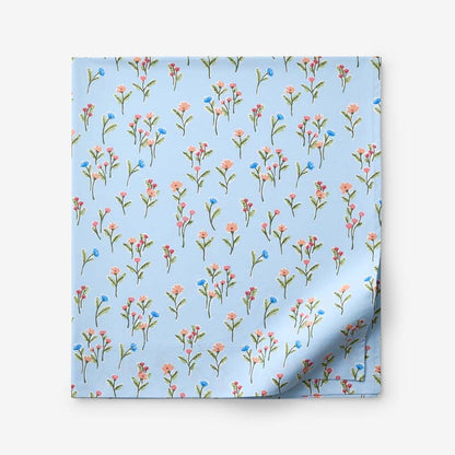 Blossoms and Stripes Classic Cool Cotton Percale Flat Bed Sheet
