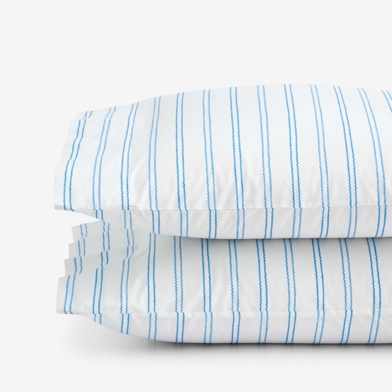 Blossoms and Stripes Classic Cool Cotton Percale Pillowcase Set