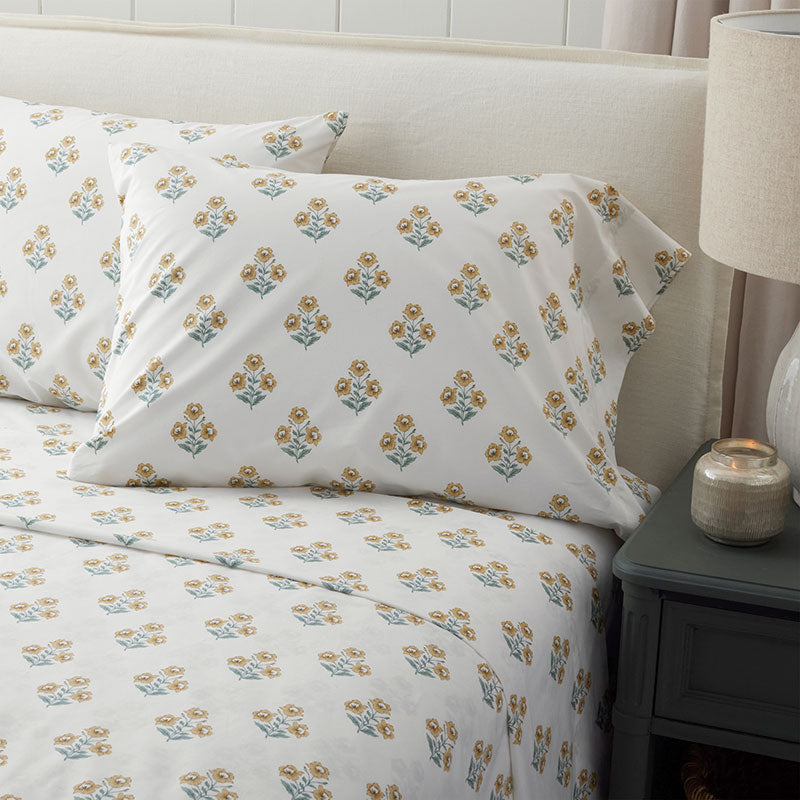 Charming Garden Garment Washed Cotton Percale Pillowcase Set