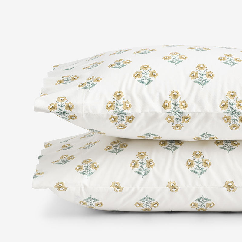 Charming Garden Garment Washed Cotton Percale Pillowcase Set
