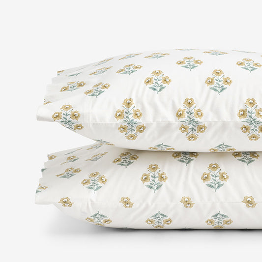 Charming Garden Garment Washed Cotton Percale Pillowcase Set