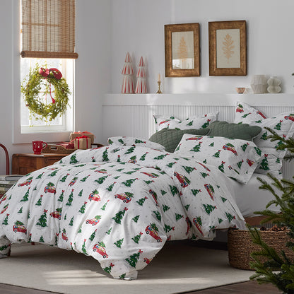Holiday Print Classic Cool Cotton Percale Bed Sheet Set