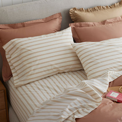 Tailored Stripes and Plaids Classic Cool Cotton Percale Fitted Bed Sheet