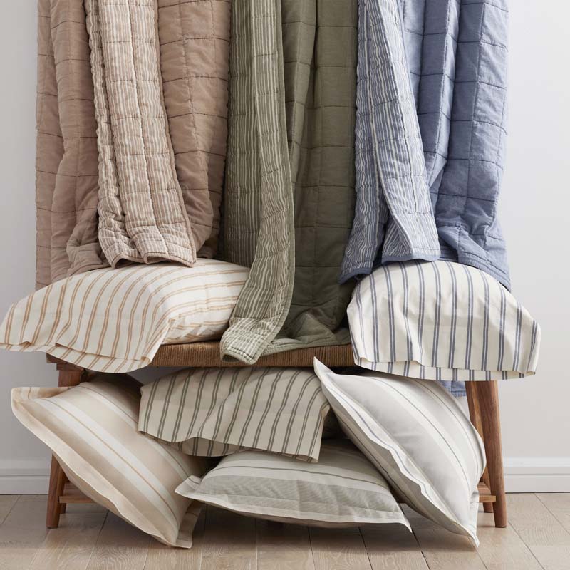 Tailored Stripes and Plaids Classic Cool Cotton Percale Pillowcase Set