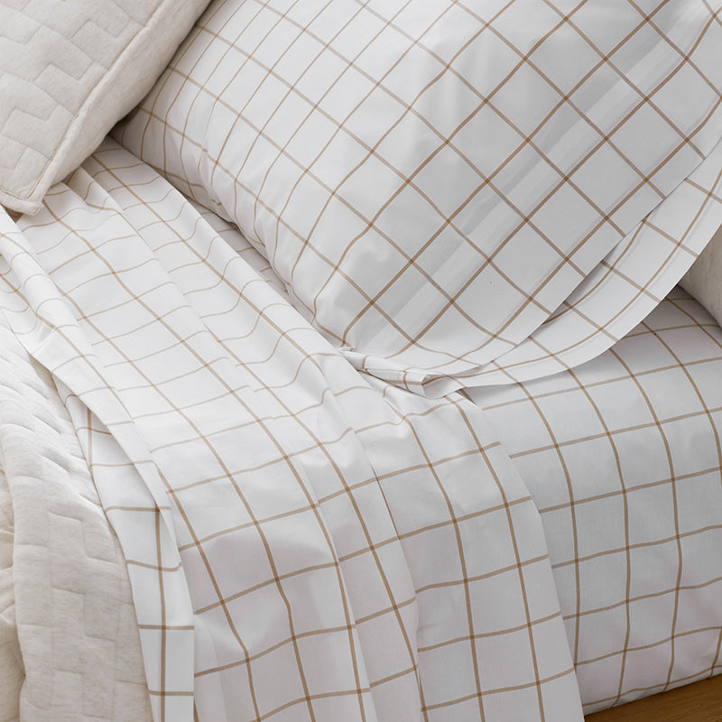 Tailored Stripes and Plaids Classic Cool Cotton Percale Flat Bed Sheet