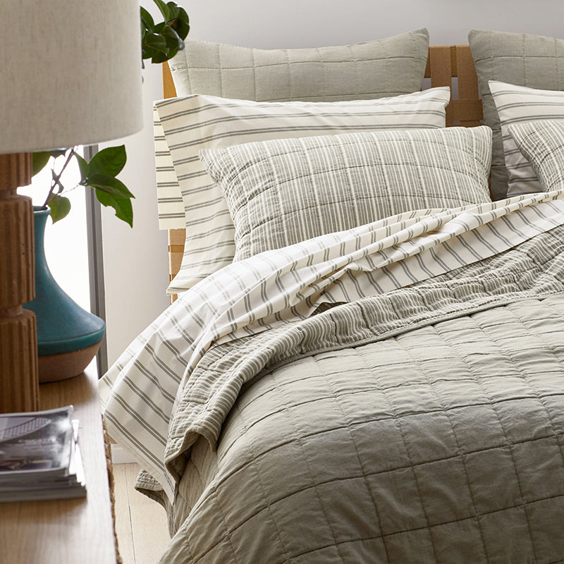 Tailored Stripes and Plaids Classic Cool Cotton Percale Pillowcase Set