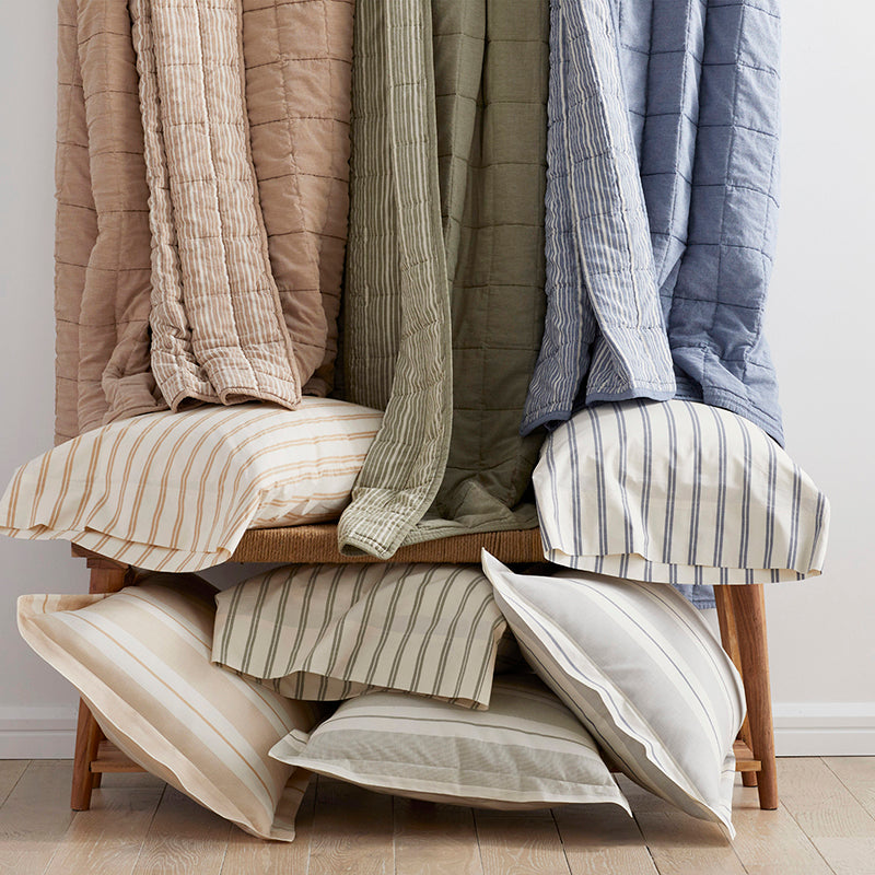 Tailored Stripes and Plaids Classic Cool Cotton Percale Fitted Bed Sheet