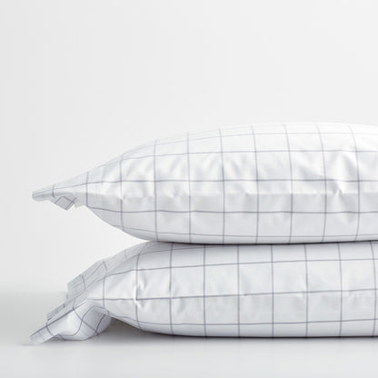 Tailored Stripes and Plaids Classic Cool Cotton Percale Pillowcase Set