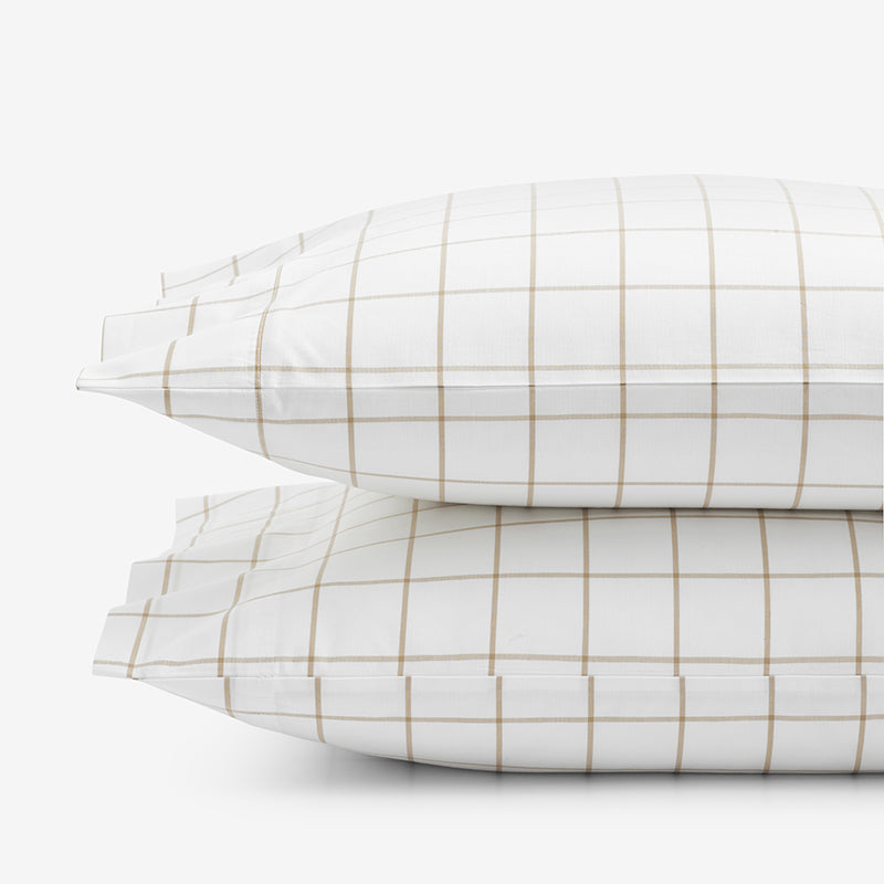 Tailored Stripes and Plaids Classic Cool Cotton Percale Pillowcase Set