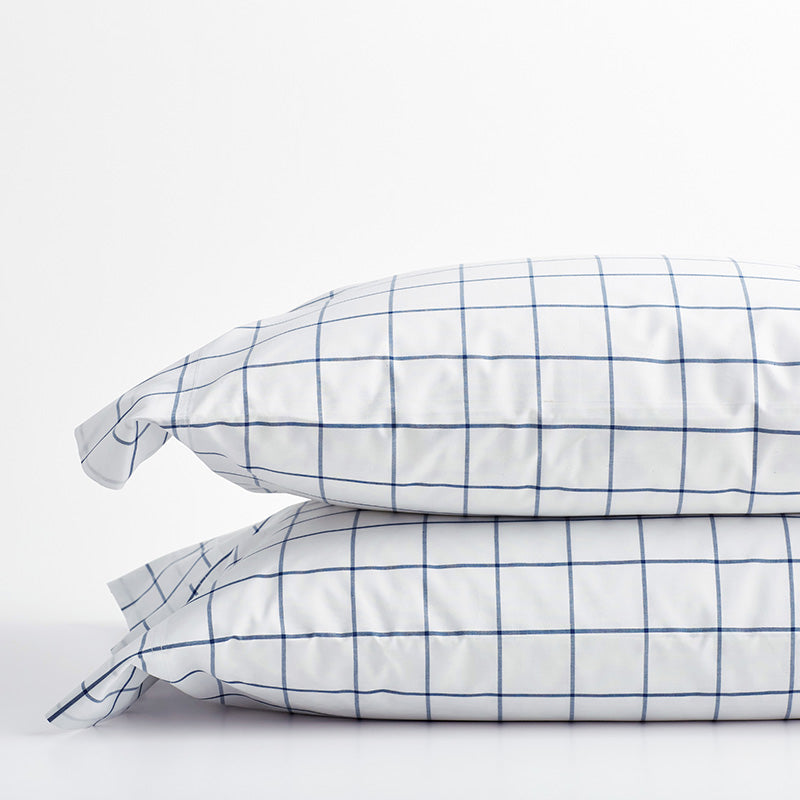 Tailored Stripes and Plaids Classic Cool Cotton Percale Pillowcase Set
