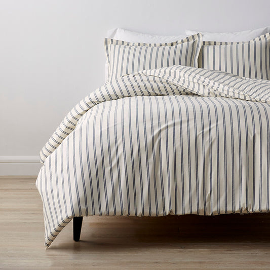 Tailored Stripes and Plaids Classic Cool Cotton Percale Bed Duvet Cover