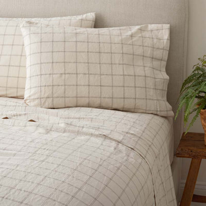 Tailored Stripes and Plaids Premium Breathable Washed Linen Cotton Pillowcase Set