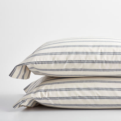 Tailored Stripes and Plaids Classic Cool Cotton Percale Pillowcase Set