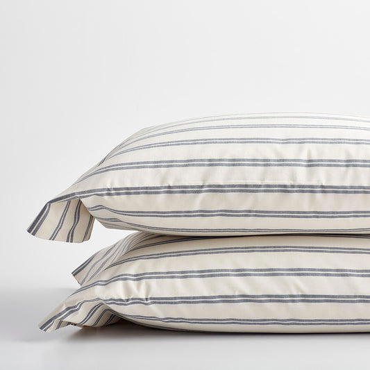 Tailored Stripes and Plaids Classic Cool Cotton Percale Pillowcase Set