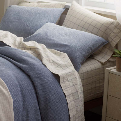 Tailored Stripes and Plaids Premium Breathable Washed Linen Cotton Fitted Bed Sheet