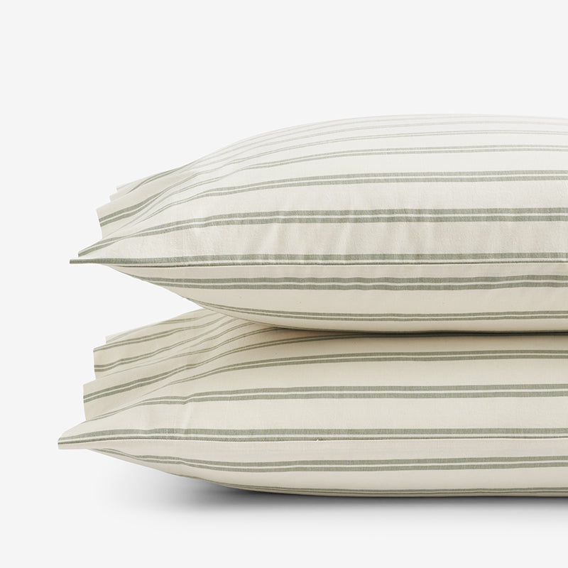 Tailored Stripes and Plaids Classic Cool Cotton Percale Pillowcase Set