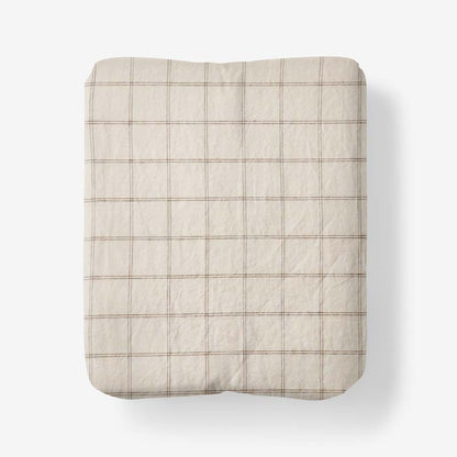 Tailored Stripes and Plaids Premium Breathable Washed Linen Cotton Fitted Bed Sheet