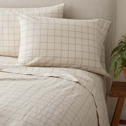 Tailored Stripes and Plaids Premium Breathable Washed Linen Cotton Fitted Bed Sheet
