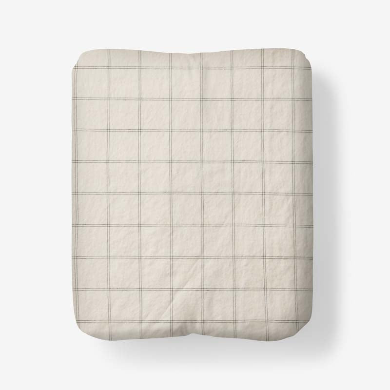 Tailored Stripes and Plaids Premium Breathable Washed Linen Cotton Fitted Bed Sheet