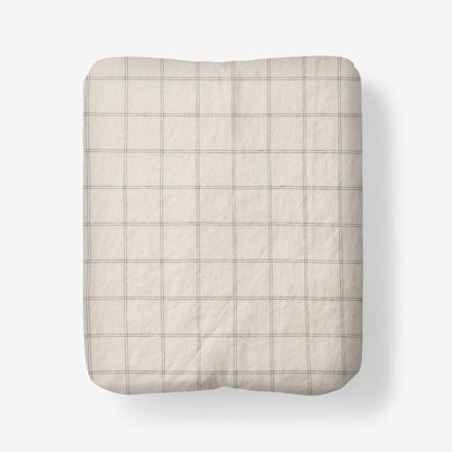 Tailored Stripes and Plaids Premium Breathable Washed Linen Cotton Fitted Bed Sheet