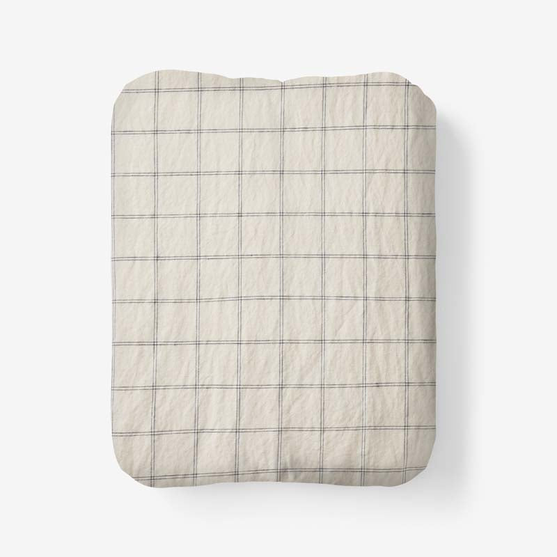Tailored Stripes and Plaids Premium Breathable Washed Linen Cotton Fitted Bed Sheet