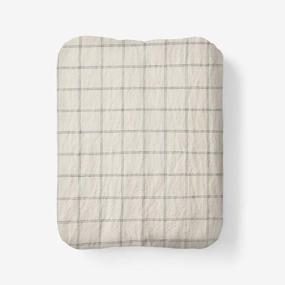 Tailored Stripes and Plaids Premium Breathable Washed Linen Cotton Fitted Bed Sheet