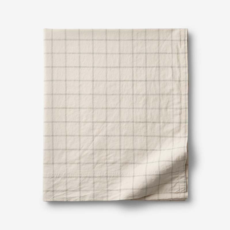 Tailored Stripes and Plaids Premium Breathable Washed Linen Cotton Flat Bed Sheet