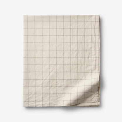 Tailored Stripes and Plaids Premium Breathable Washed Linen Cotton Flat Bed Sheet