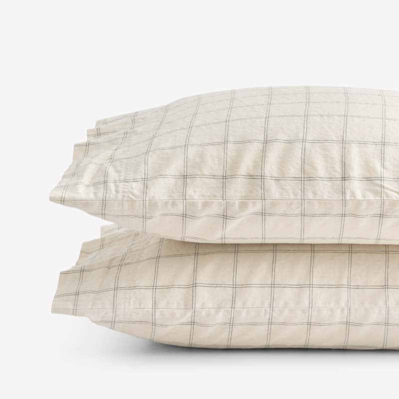 Tailored Stripes and Plaids Premium Breathable Washed Linen Cotton Pillowcase Set