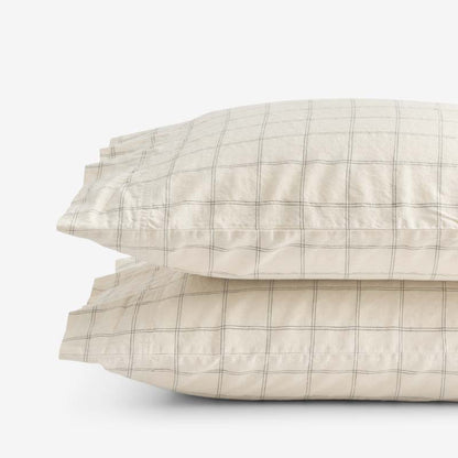 Tailored Stripes and Plaids Premium Breathable Washed Linen Cotton Pillowcase Set