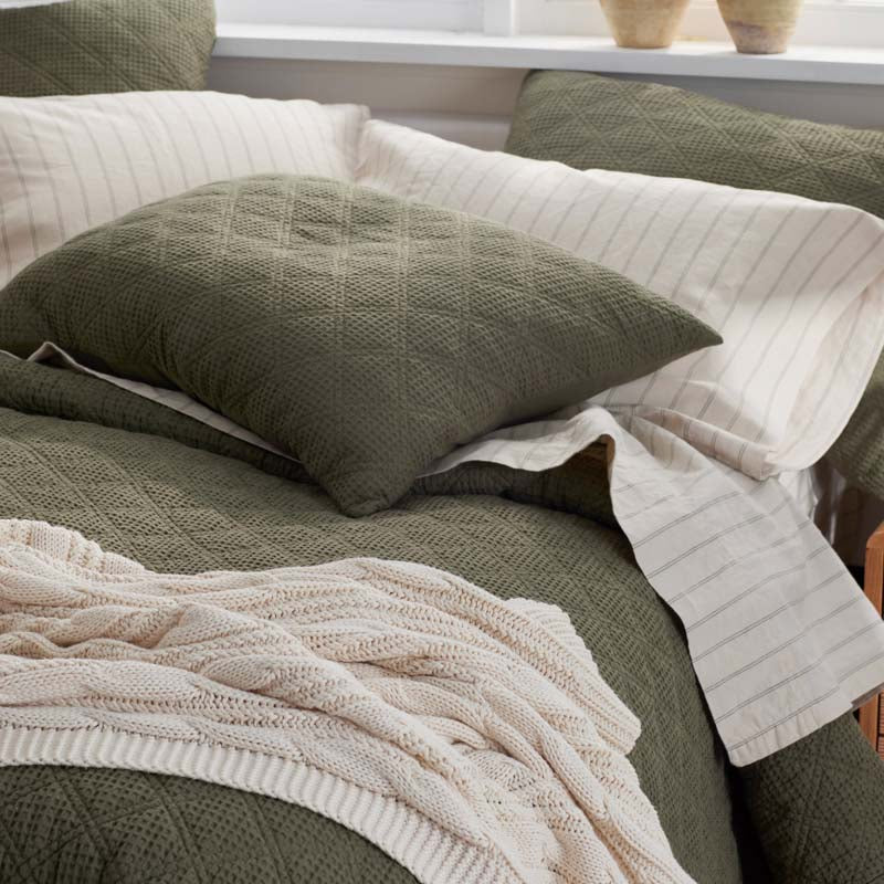 Tailored Stripes and Plaids Premium Breathable Washed Linen Cotton Fitted Bed Sheet
