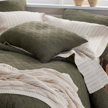 Tailored Stripes and Plaids Premium Breathable Washed Linen Cotton Fitted Bed Sheet