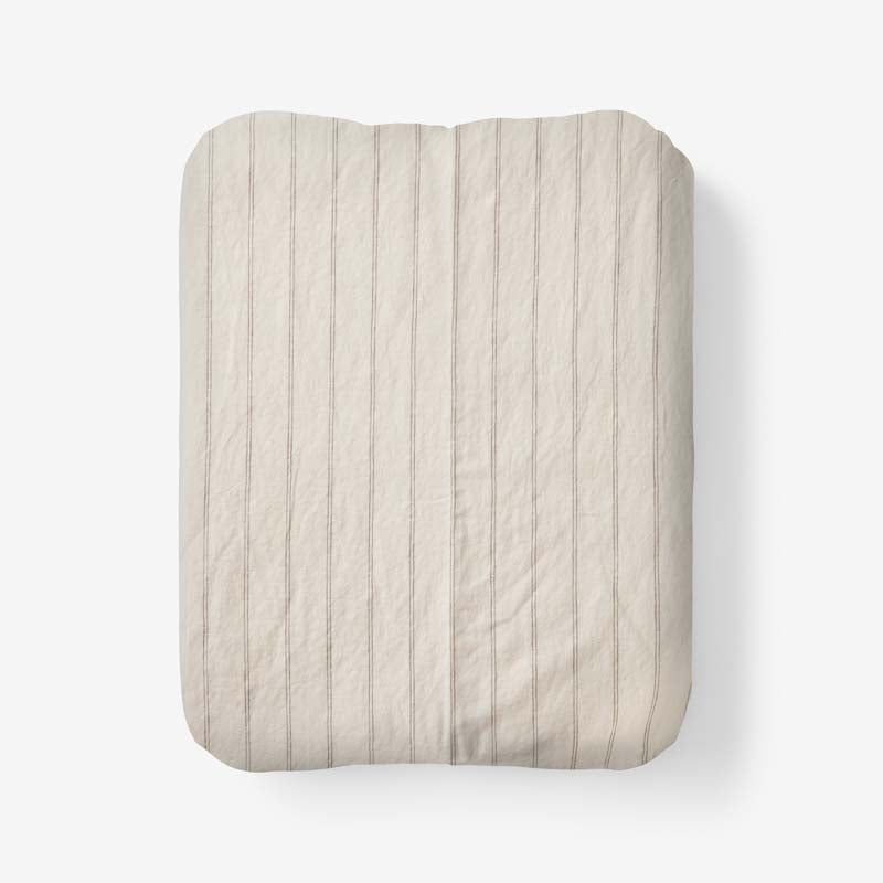 Tailored Stripes and Plaids Premium Breathable Washed Linen Cotton Fitted Bed Sheet
