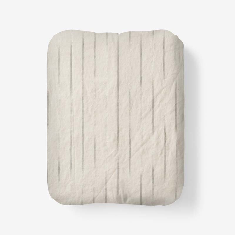 Tailored Stripes and Plaids Premium Breathable Washed Linen Cotton Fitted Bed Sheet