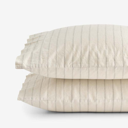 Tailored Stripes and Plaids Premium Breathable Washed Linen Cotton Pillowcase Set