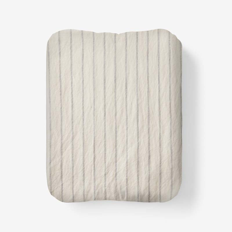 Tailored Stripes and Plaids Premium Breathable Washed Linen Cotton Fitted Bed Sheet