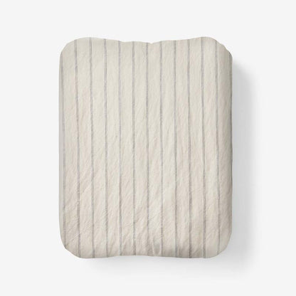 Tailored Stripes and Plaids Premium Breathable Washed Linen Cotton Fitted Bed Sheet