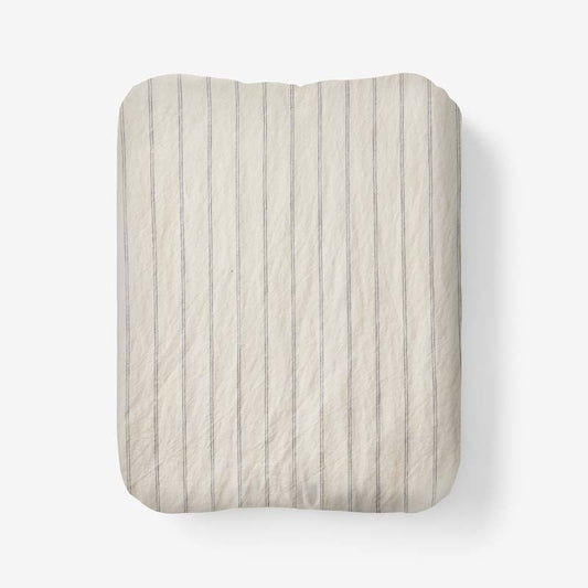 Tailored Stripes and Plaids Premium Breathable Washed Linen Cotton Fitted Bed Sheet