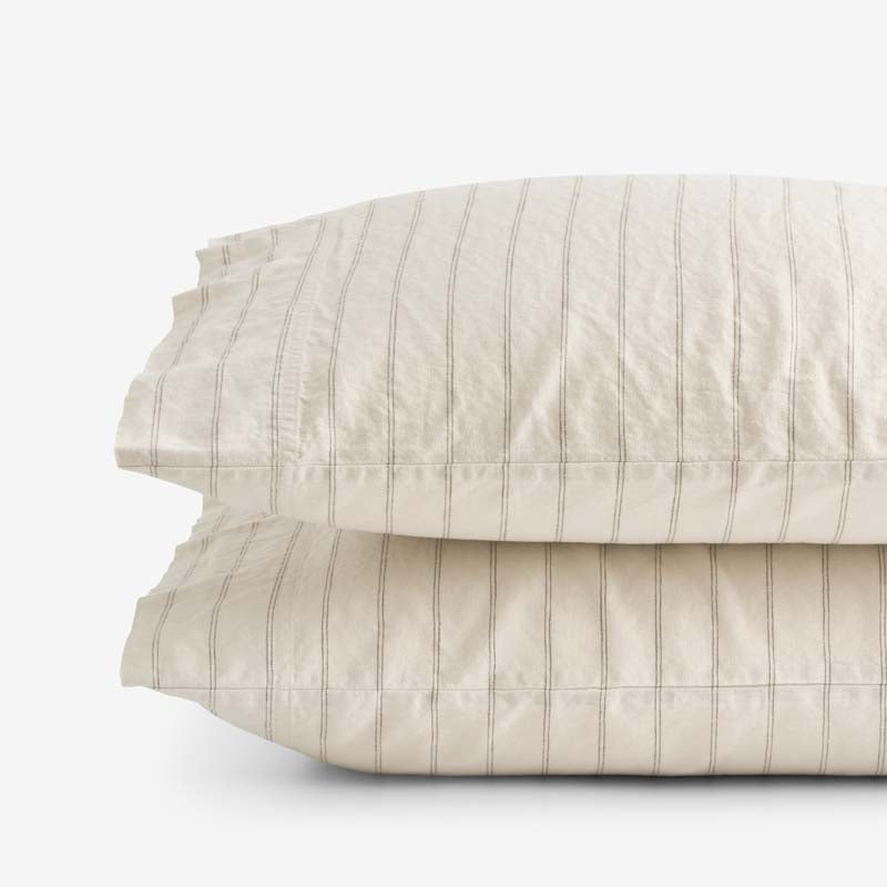 Tailored Stripes and Plaids Premium Breathable Washed Linen Cotton Pillowcase Set