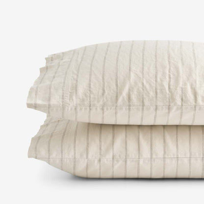 Tailored Stripes and Plaids Premium Breathable Washed Linen Cotton Pillowcase Set