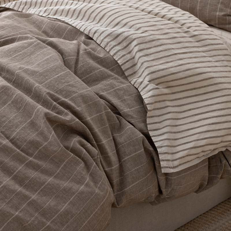 Tailored Stripes Premium Breathable Washed Linen Cotton Reversible Sham