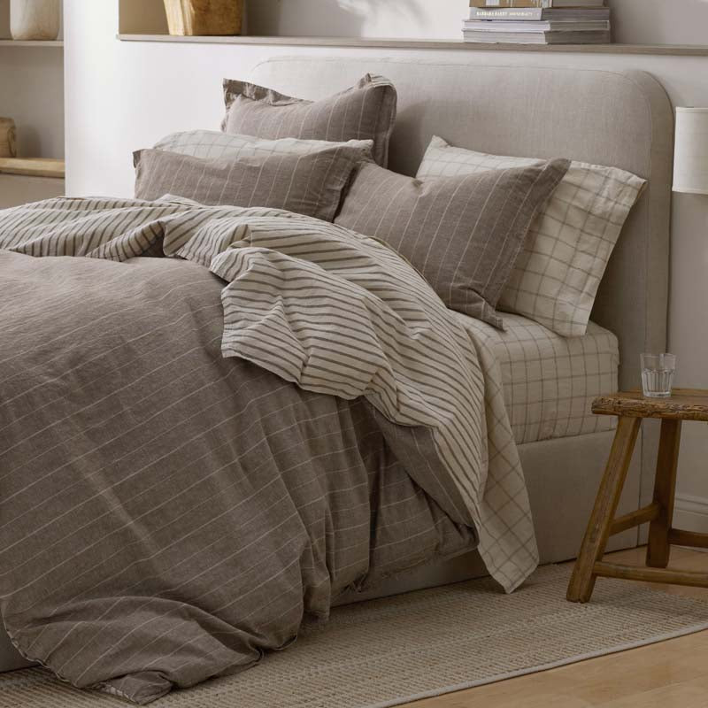 Tailored Stripes Premium Breathable Washed Linen Cotton Reversible Sham