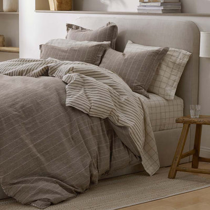 Tailored Stripes Premium Breathable Washed Linen Cotton Reversible Sham