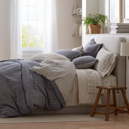 Tailored Stripes Premium Breathable Washed Linen Cotton Reversible Sham