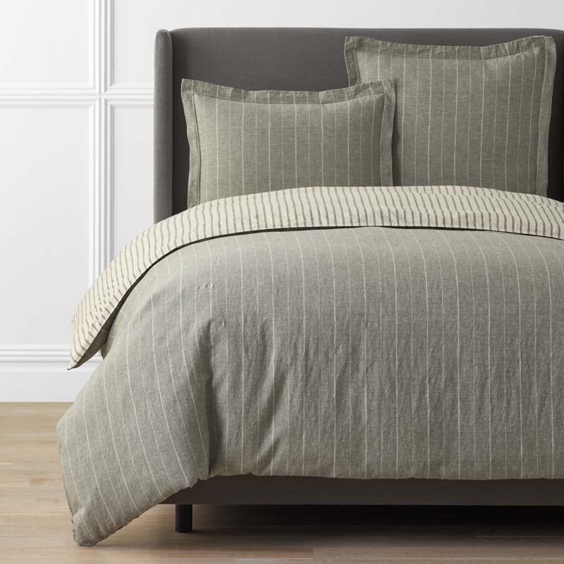 Tailored Stripes Premium Breathable Washed Linen Cotton Reversible Duvet Cover