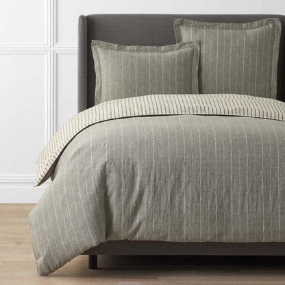 Tailored Stripes Premium Breathable Washed Linen Cotton Reversible Duvet Cover