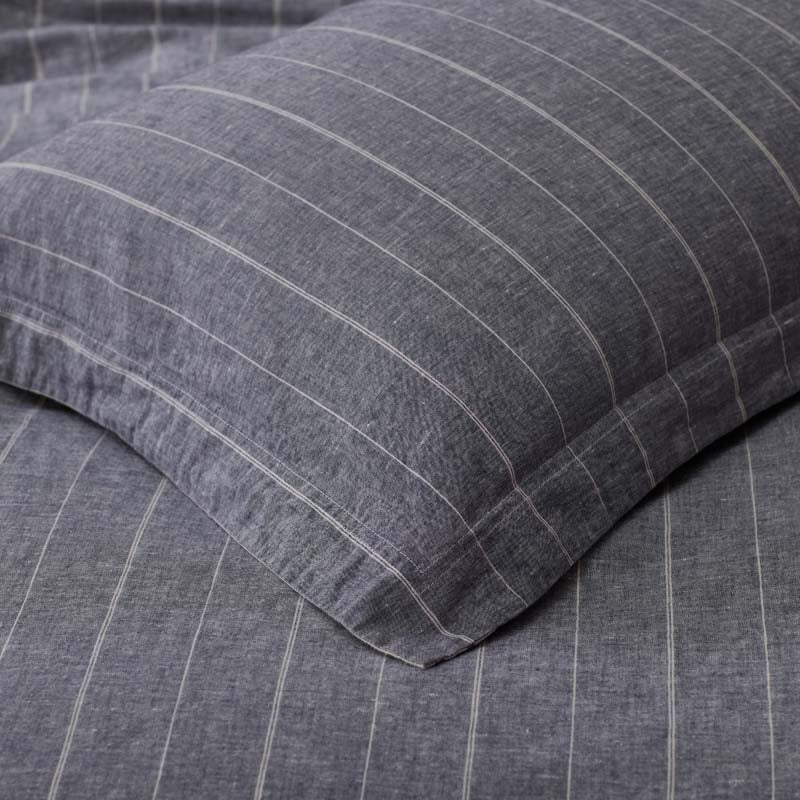 Tailored Stripes Premium Breathable Washed Linen Cotton Reversible Duvet Cover