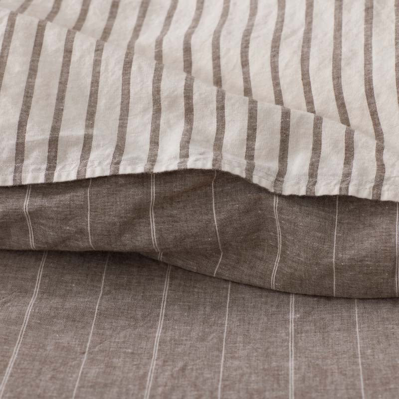 Tailored Stripes Premium Breathable Washed Linen Cotton Reversible Sham