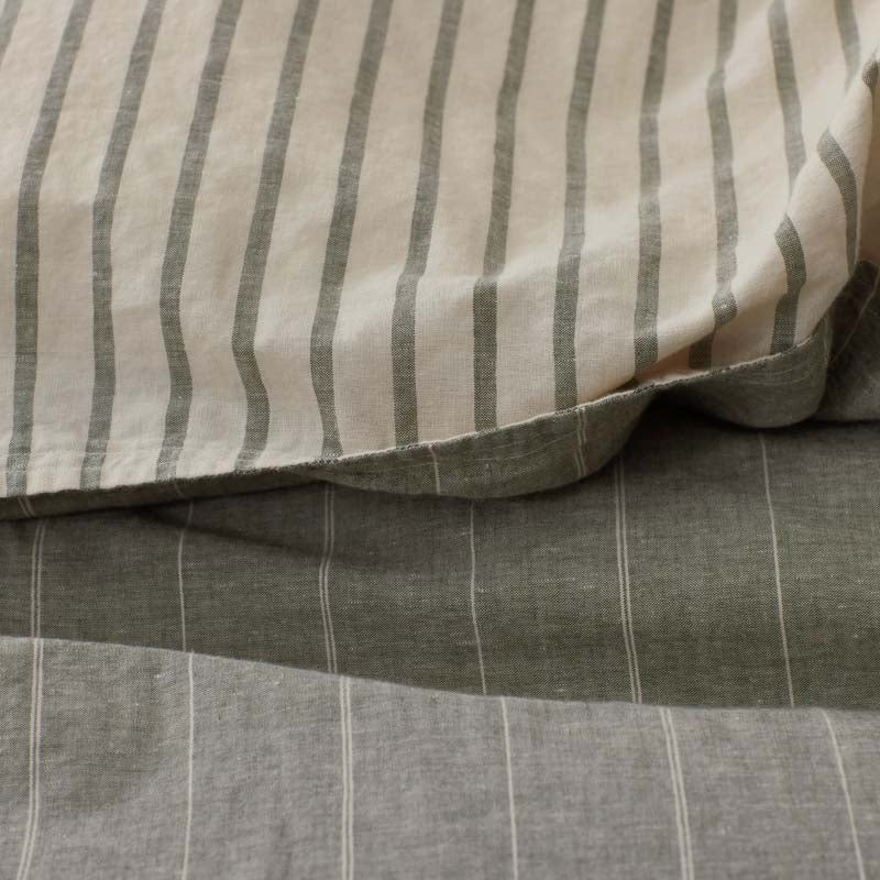 Tailored Stripes Premium Breathable Washed Linen Cotton Reversible Sham