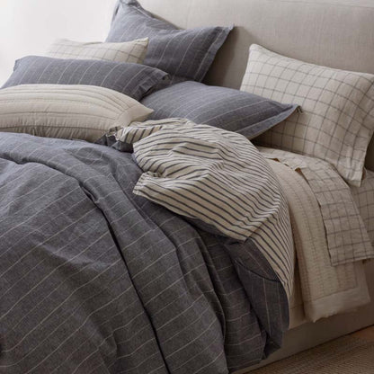 Tailored Stripes Premium Breathable Washed Linen Cotton Reversible Sham